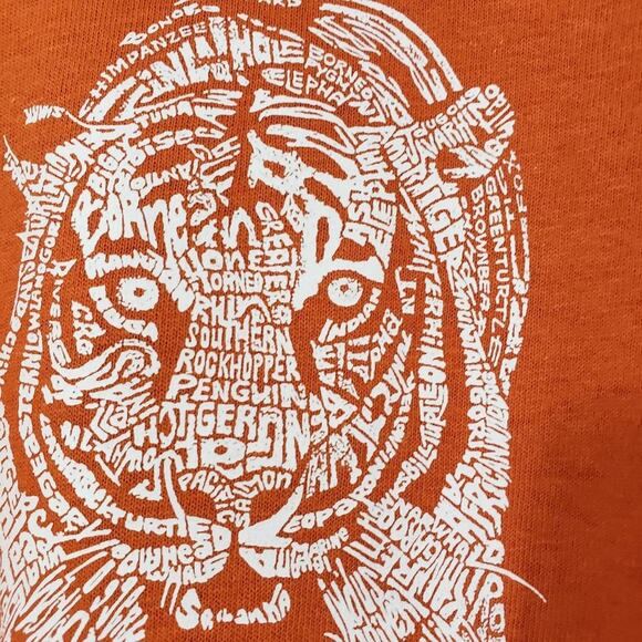 LA POP ART tiger graphic short sleeve shirt endangered species names men's XL - Picture 5 of 8